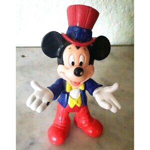 Mickey Mouse Disney World Epcot Red Hat Blue Jacket Yellow Bow Tie Red Pants 4"